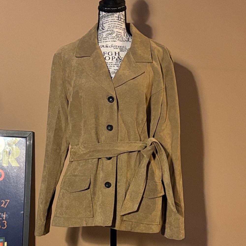 R&K Tan Belted Suede Blazer